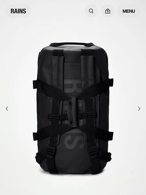 RAINS Black Duffel Backpack Water Resistant
